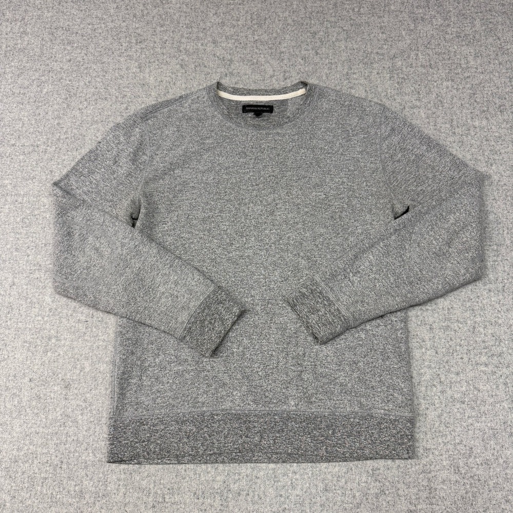 Banana Republic Sweatshirt Small Gray Heathered Crew Neck Cotton Blend Pullover